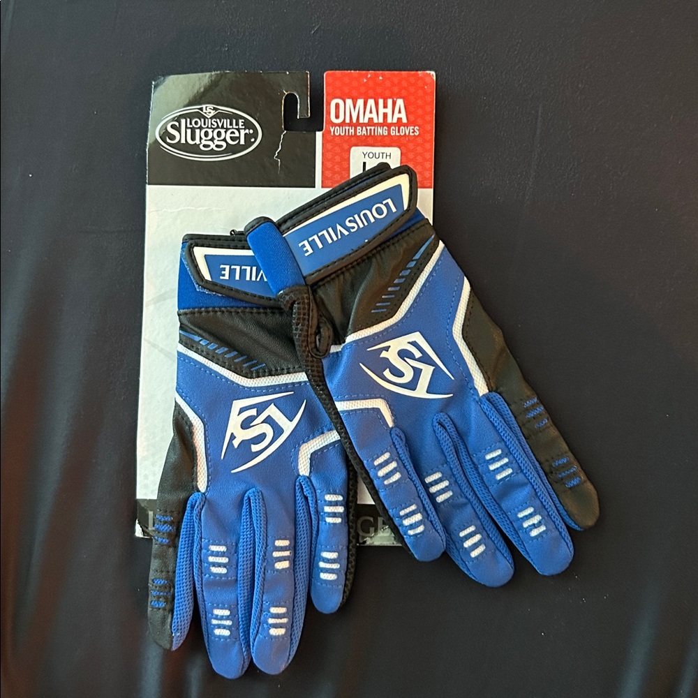 NWT Louisville Slugger Omaha Batting Gloves - Youth Large in Royal Blue